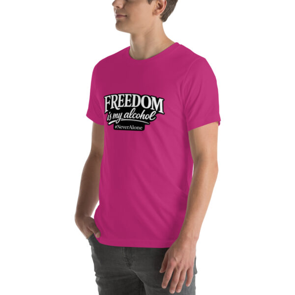 unisex-staple-t-shirt-berry-left-front-69e12cb734ada.jpg Freedom is my alcohol 1 t-shirt