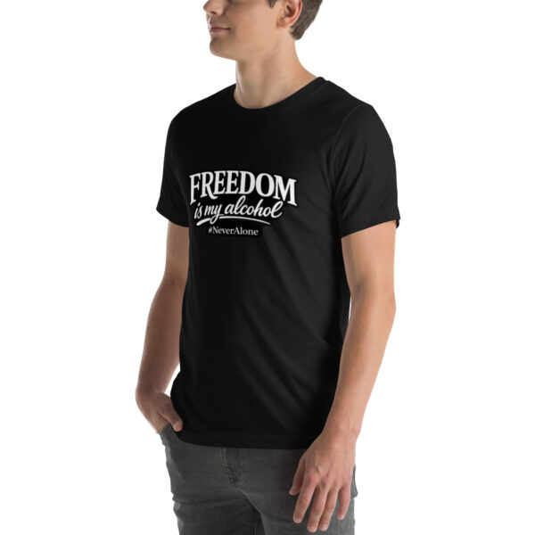 unisex-staple-t-shirt-black-left-front-69e12cb67ae9f.jpg Freedom is my alcohol 1 t-shirt