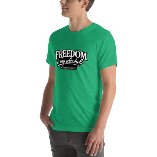 unisex-staple-t-shirt-heather-kelly-left-front-69e12cb80e258.jpg Freedom is my alcohol 1 t-shirt