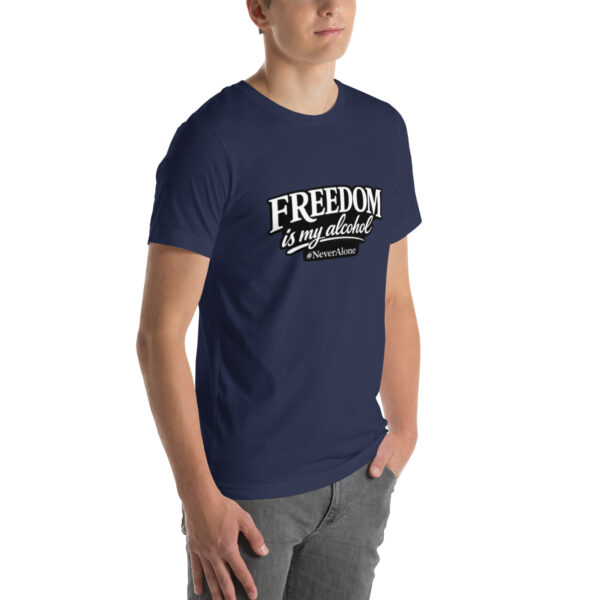 unisex-staple-t-shirt-navy-right-front-69e12cb6944a5.jpg Freedom is my alcohol 1 t-shirt