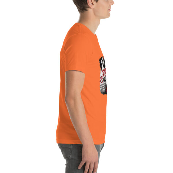 unisex-staple-t-shirt-orange-right-69f07a9a9e742.jpg Fuck systemet t-shirt