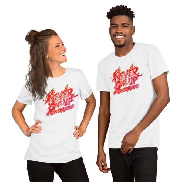 unisex-staple-t-shirt-white-front-69f105018c74b.jpg NEVER GIVE UP t-shirt