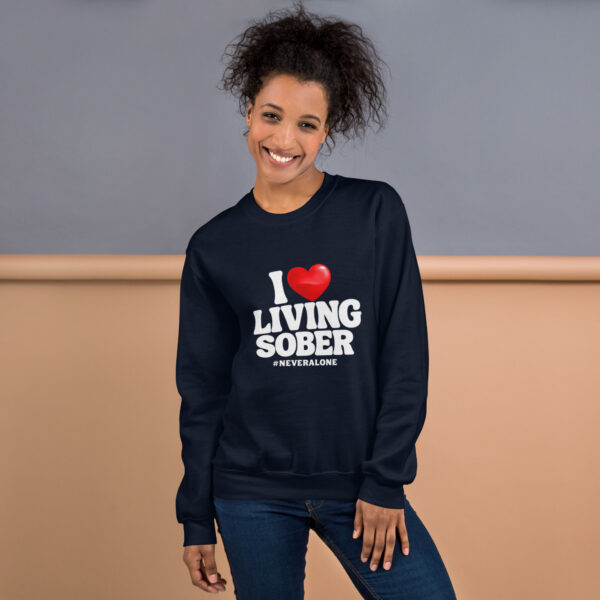 unisex-crew-neck-sweatshirt-navy-front-6a09b18453c65.jpg I LOVE LIVING SOBER Sweatshirt